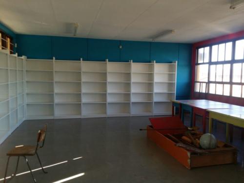 Library area with painted shelves 2